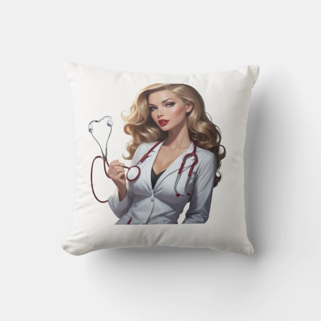 Glamorous Doctor with Heart Stethoscope  Kudde (Framsida)