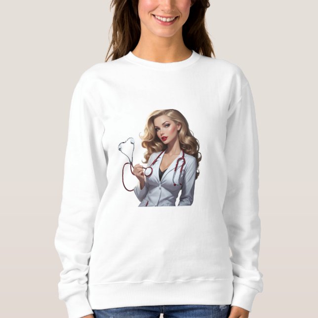 Glamorous Doctor with Heart Stethoscope  T Shirt (Framsida)