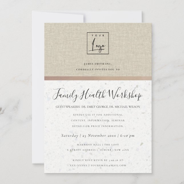 GLAMOROUS FAUX GULD SEMINAR CORPORATE TALMAN HÄNDE INBJUDNINGAR (Framsida)