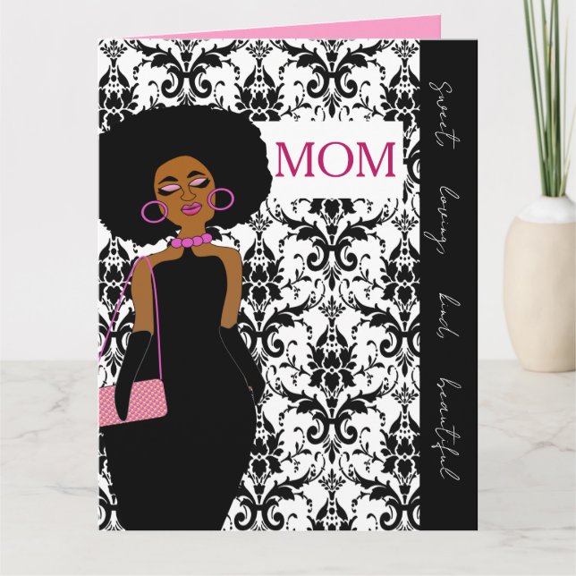 Glamorous Glam African American Mother Birthday Kort (Framsida)