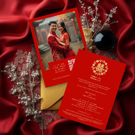 Glamorous Glitter Floral Double Happiness Photo Inbjudningar