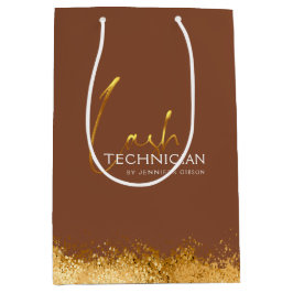 Glamorous Gold & Brown Lash Tech