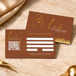 Glamorous Gold & Brown Lash Tech Gift Certificate