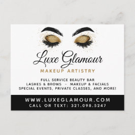 Glamorous Gold Eye Lash Brow Bar 4-Foto Marknadsfö Vykort