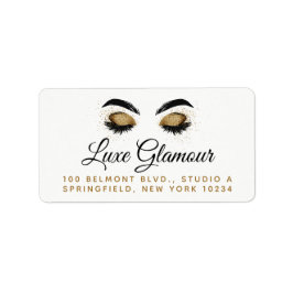 Glamorous Gold Eye Lashes Brows Makeup Bar Adress Adressetikett