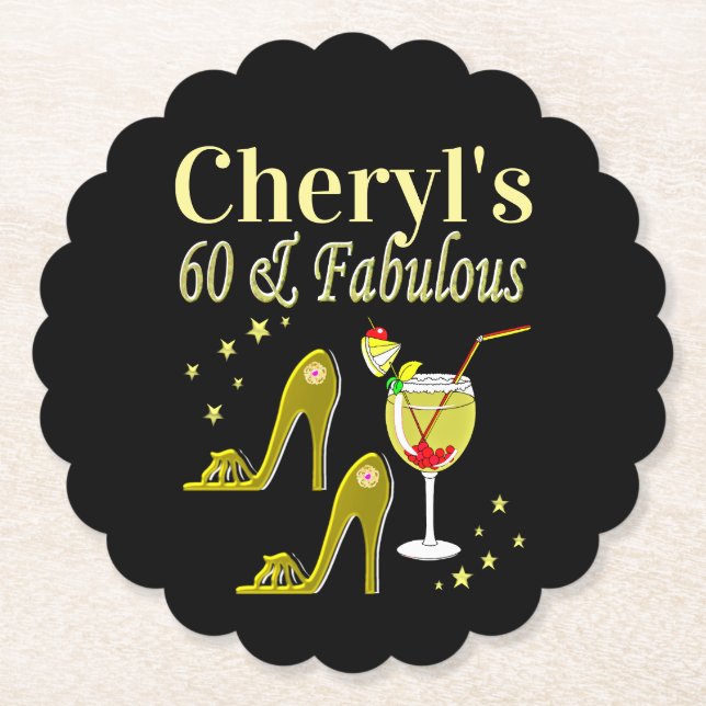 GLAMOROUS GULD 60:E BIRTHDAG UNDERLÄGG PAPPER (Framsida)