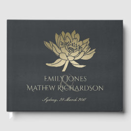 GLAMOROUS GULD BLUE BLACK LOTUS BLOMMIGT MONOGRAM GÄSTBÖCKER
