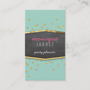 GLAMOROUS guld foil glitter konetti mint grönt Visitkort