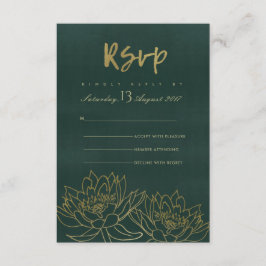 GLAMOROUS GULD MÖRK GRÖNT LOTUS BLOMMIGT OSA KORT