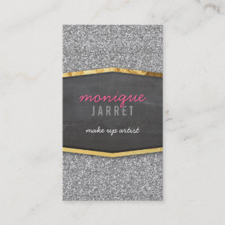 GLAMOROUS guld-panel, glitter silver Visitkort