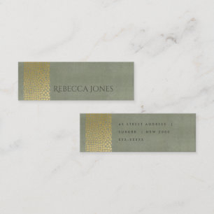 GLAMOROUS GULD VELVET GRÅTT MOSAIC DOTS ADRESS MINI VISITKORT