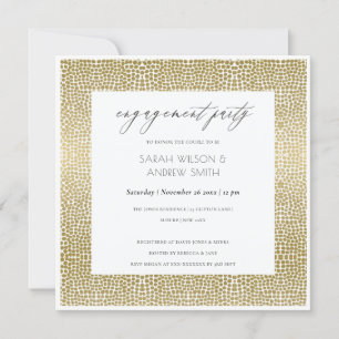GLAMOROUS GULD WHITE DOTS MOSAIC FÖRLOVNING INBJUDNINGAR