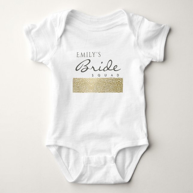 GLAMOROUS GULD WHITE MOSAIC BRIDE SQUAD MONOGRAM TEE SHIRT (Framsida)
