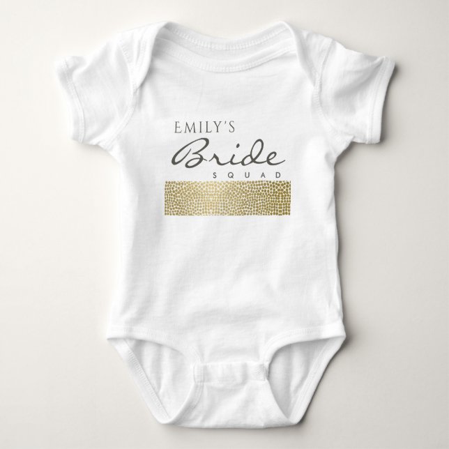 GLAMOROUS GULD WHITE MOSAIC BRIDE SQUAD MONOGRAM TRÖJA (Framsida)