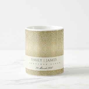 GLAMOROUS GULD WHITE MOSAIC DOT SPARA DATE GIFT KAFFEMUGG