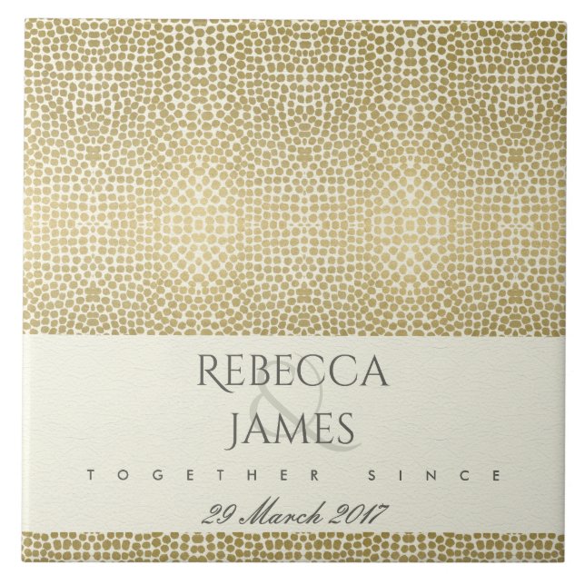 GLAMOROUS GULD WHITE MOSAIC DOT SPARA DATE GIFT KAKELPLATTA (Framsidan)