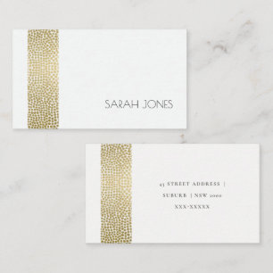 GLAMOROUS GULD WHITE MOSAIC DOTS MONOGRAM ADRESS VISITKORT