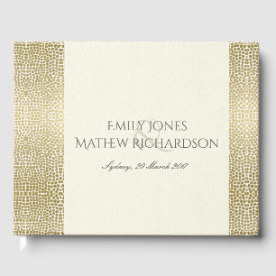 GLAMOROUS GULD WHITE MOSAIC DOTS PERSONLIG GÄSTBÖCKER