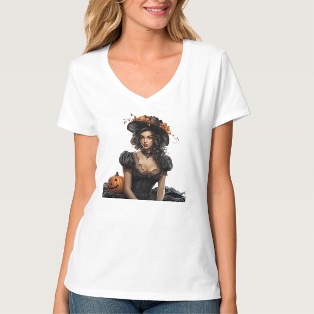 GLAMOROUS HALLOWEEN PIN PIN GIRL T SHIRT (Framsida)