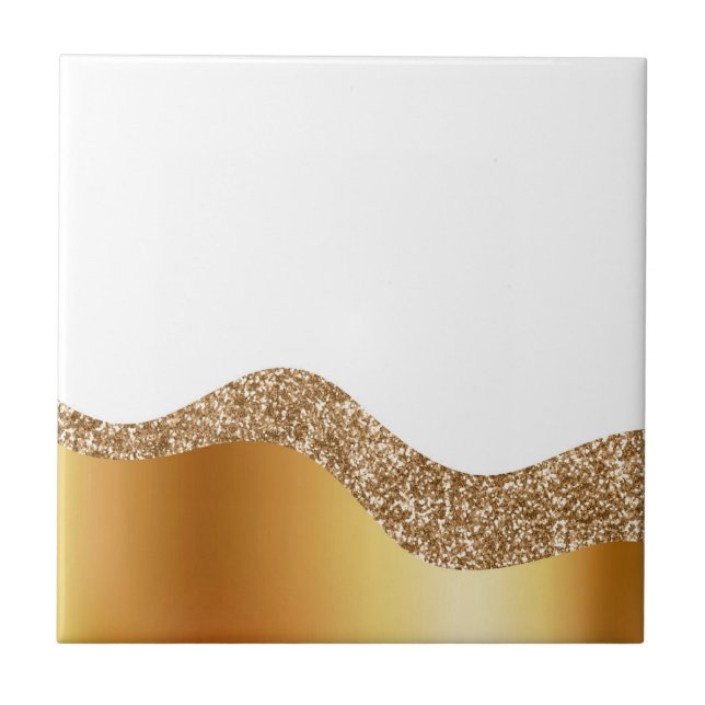 Glamorous Light Brown White Waves Elegant Deluxe Kakelplatta (Framsidan)