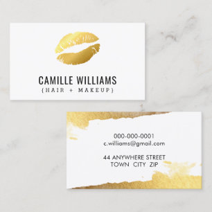 GLAMOROUS MINIMALIST Faux guld kiss läppar läppsti Visitkort