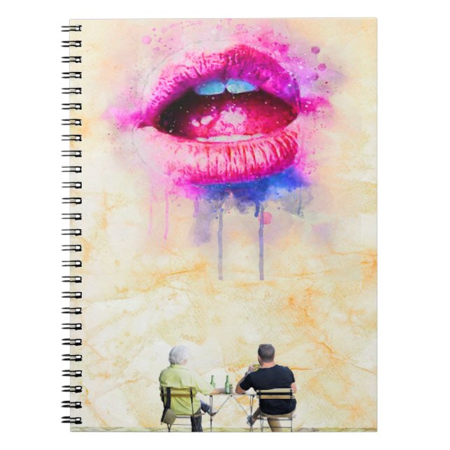  Glamorous Pink Lip Illustration Anteckningsbok (Framsidan)
