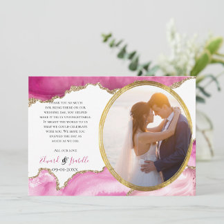 Glamorous Rosa & Guld Agat Sten Par Foto Tack Kort