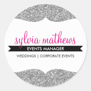 GLAMOROUS SEAL snyggt glitter gnistra silver rosa Runt Klistermärke