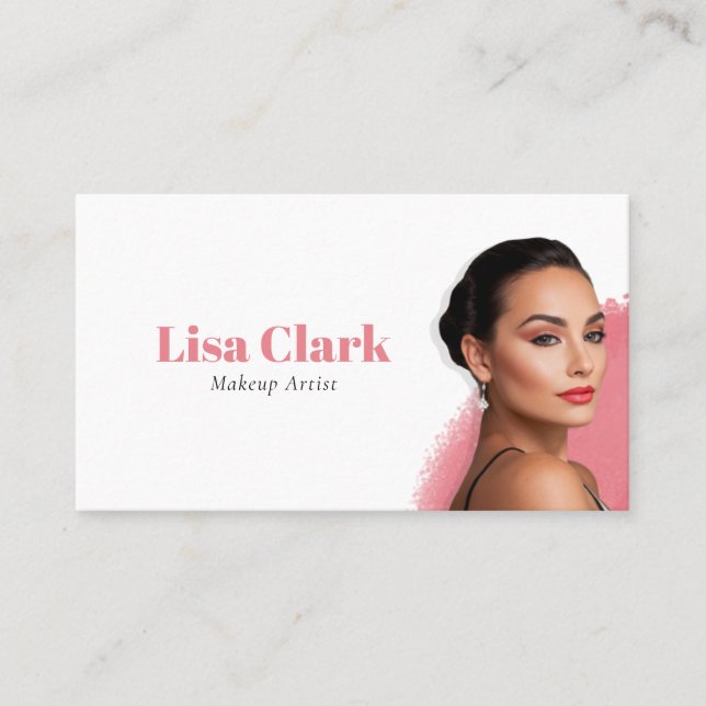 Glamorous Soft Pink Beauty Makeup Artist  Visitkort (Framsida)