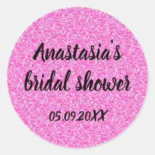 Glamour Bröllopsfest Hetrosa Glitter Gnistrar Namn Runt Klistermärke