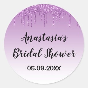 Glamour Bröllopsfest Ljusröda Glitterdroppar Glitt Runt Klistermärke