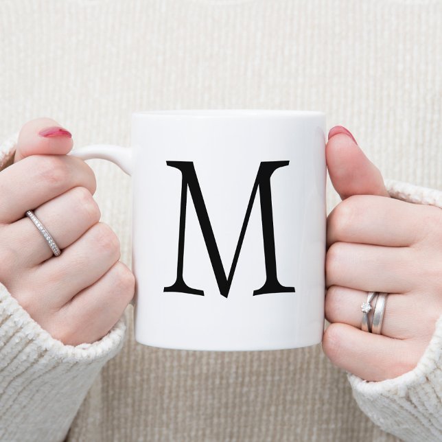 Glamour Enkel Bokstav Dekorativt Monogram Kaffemugg (Modern Minimalist Single Letter Monogram Coffee Cup)