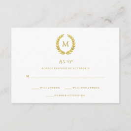 Glamour Fals Guld Folie Lagerkrans Monogram RSVP OSA Kort