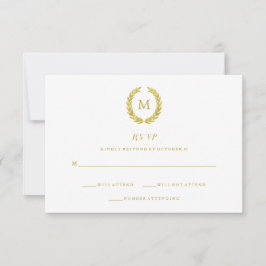Glamour Fals Guld Folie Lagerkrans Monogram RSVP OSA Kort