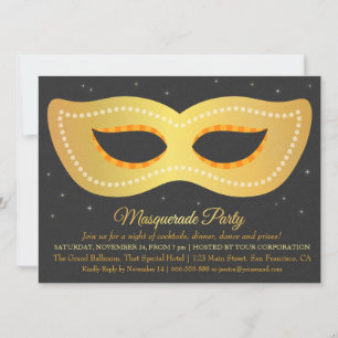 Glamour Falsk Guld Design Maskerad Maskeradfest Inbjudningar