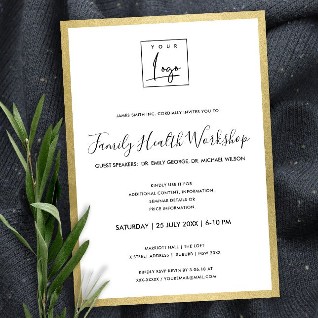 GLAMOUR FALSK GULD FOLIE LOGO WORKSHOP GALAEVENT INBJUDNINGAR (Skapare uppladdad)
