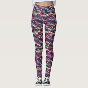 Glamour Färgglad Glittrig Gnistrande Lila Glitter Leggings