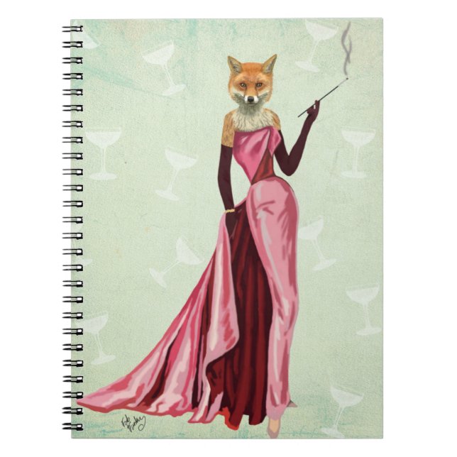 Glamour Fox i Rosa 2 Anteckningsbok Med Spiral (Framsidan)