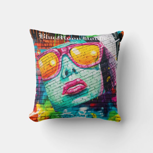 Glamour Girl Graffiti Rund Kudd Kudde (Framsida)