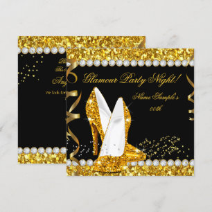 Glamour Glam Glans Party Natt Guld Höga Klackar Inbjudningar