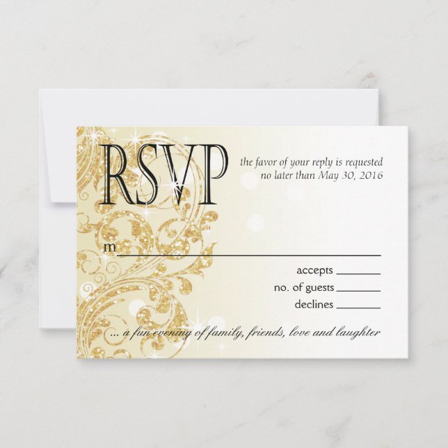 Glamour Glitter Luxe Ombre RSVP | champagne OSA Kort (Framsida)