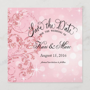 Glamour Glitter Lyx Save the Date isig rosa Spara Datumet