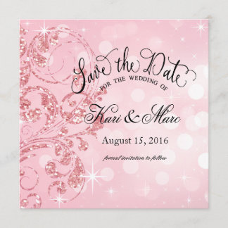 Glamour Glitter Lyx Save the Date isig rosa Spara Datumet