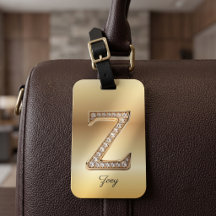 Glamour Guld Diamant Monogram Initialbokstav Z