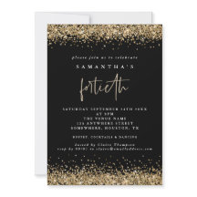Glamour Guld Glitter Fyrtioårsfest Svart
