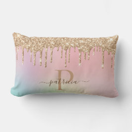 Glamour Guld Glitterdroppar Elegant Monogram Lumbarkudde