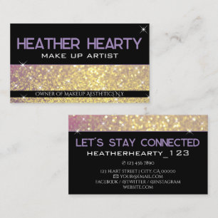 Glamour Guld Lilas Lavendel Glittrande Glitter Visitkort
