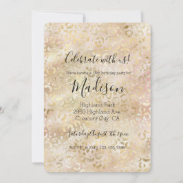 Glamour Guld Rosa Rosa Leopardtryck Inbjudningar