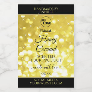 Glamour Gult Guld Glitter Logotyp Produktetiketter Mat Etikett