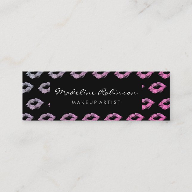 Glamour Hot Pink Violet Glitter Kisses Mini Visitkort (Framsida)